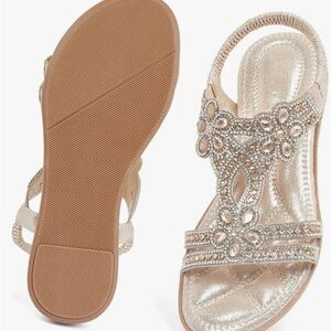 Women’s Rhinestone Rose Gold Sandals Size 8